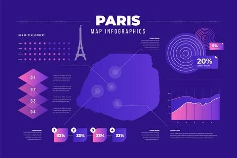 Gradient paris map information Stock Illustration