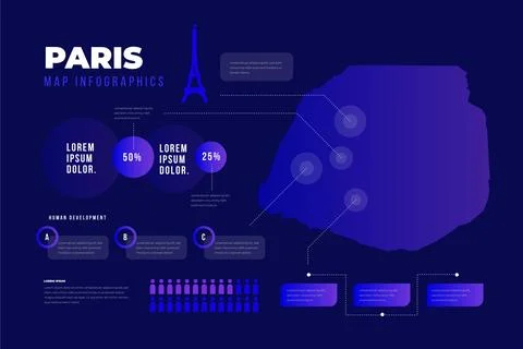 Gradient paris map template Stock Illustration