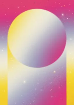 Gradient Pastel Retro Future Space circle and arch way door イラスト素材