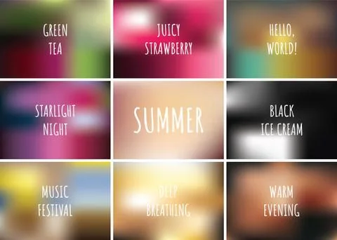 Gradient pattern set collection background with text. Summer concept design.  Illustrazione stock