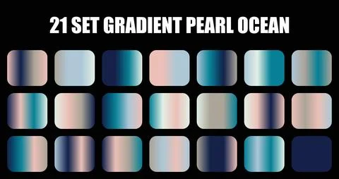 Gradient pearl ocean set featuring soft blue and pink shades in rounded cards Stock Illustration