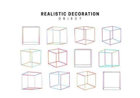 Gradient pink and blue geometric shapes. Decorative design elements isolated  Stock Illustration