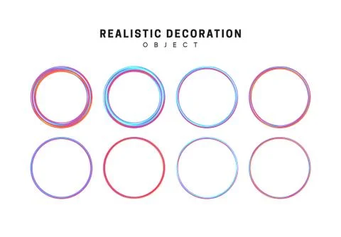 Gradient, pink and blue geometric shapes. Set decorative design elements isol Stock Illustration