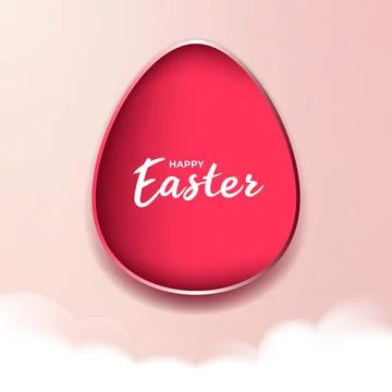 Gradient pink easter egg with clouds, bright and soft Illustrazione stock