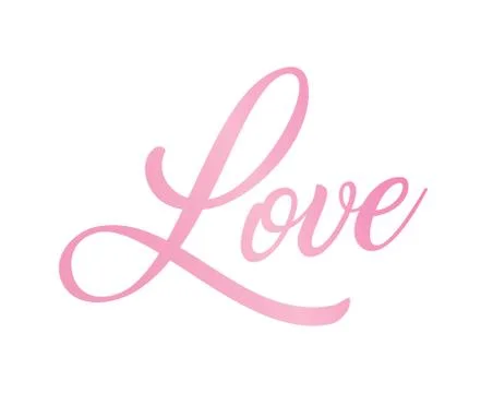 Gradient pink isolated hand writing word LOVE Stock Illustration