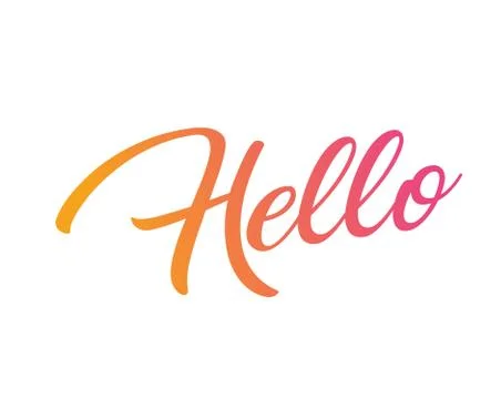 Gradient pink to orange isolated hand writing word HELLO Stock Illustration
