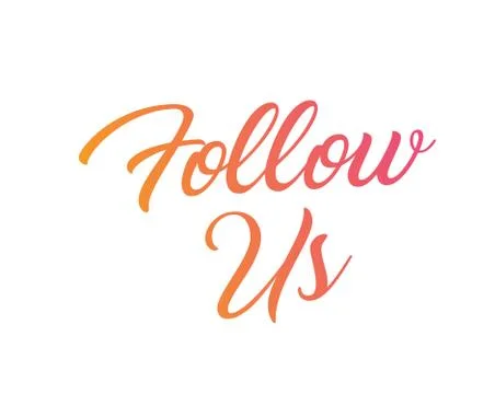 Gradient pink to orange  isolated hand writing word FOLLOW US Illustrazione stock