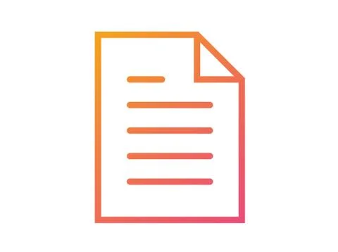 Gradient pink to orange vector interface work file document flat line icon Stock Illustration