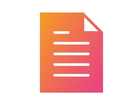Gradient pink to orange vector interface work file document flat icon Stock Illustration