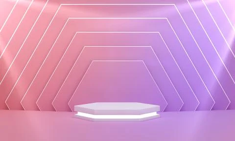 Gradient Podium with highlights on white hexagon pattern background for produ Stock Illustration