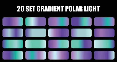 Gradient polar light color palettes set featuring beautiful purple and Stock Illustration