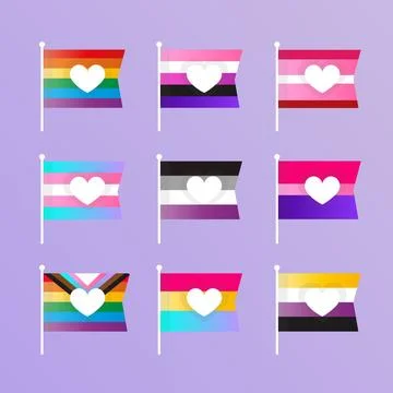 Gradient pride month flags collection Stock Illustration