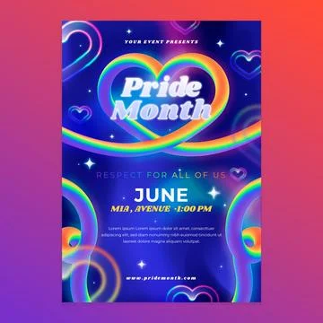 Gradient pride month lgbt vertical poster template Stock Illustration