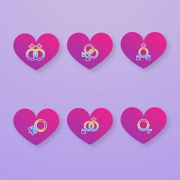 Gradient pride month symbols collection Stock Illustration