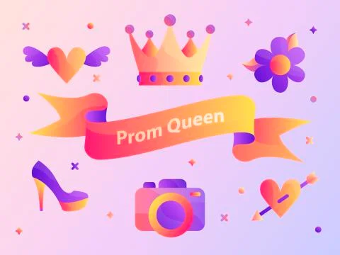 Gradient Prom decorative elements templates for web and print. Stock Illustration