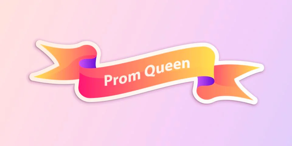 Gradient Prom Queen ribbon vector sticker template. Stock Illustration