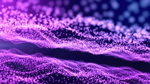 Gradient purple background with oscillating luminous particles forming wavy Stock Footage 113819632