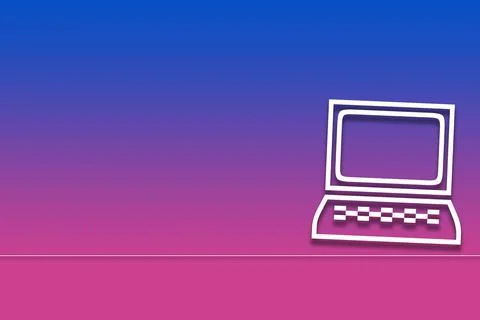Gradient purple background with the white icon of a laptop on the right Ilustração Stock