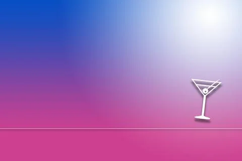 Gradient purple background with the white icon of cocktail glass on the right Ilustração Stock