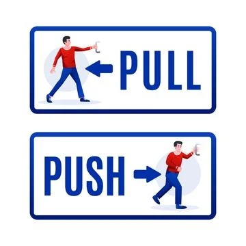 Gradient push pull sign illustration Illustrazione stock