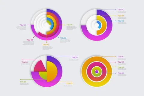 Gradient radial infographic set Stock Illustration