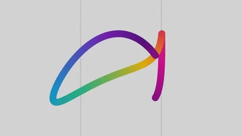 Gradient rainbow abstract line motion graphic forming colorful shape on gre.. Stock Footage 340918673