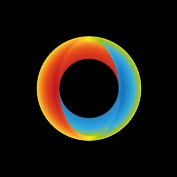 Gradient rainbow colors dynamic ellipse shape on black background Stock Illustration