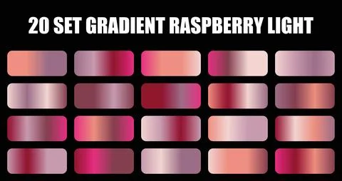 Gradient raspberry light set featuring pink and red color palettes with smooth Stock Illustration