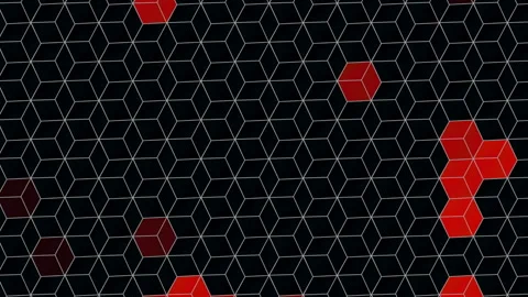 Gradient red and black geometric cubes pattern Stock Footage 171143682