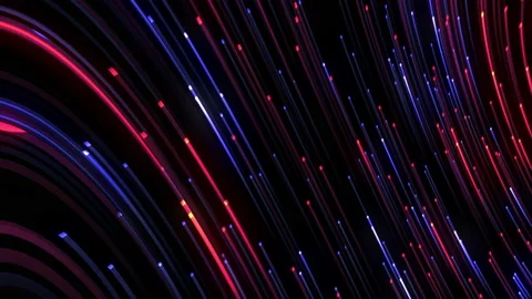 Gradient red and blue neon digital line strips flowing loop Stock Footage 136623597