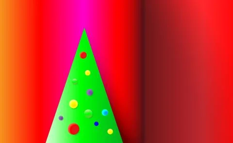 Gradient red Christmas background with green tree, ornaments from Tree bals Stock Illustration