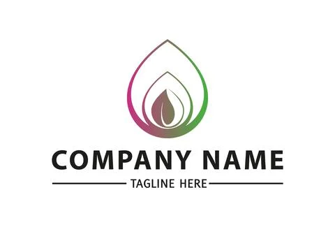 Gradient Red Green Eco Drop Leaf Root Logo Design	 Illustrazione stock