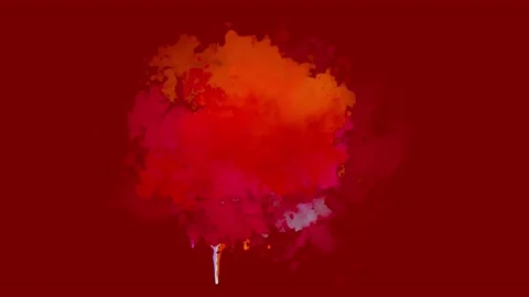 Gradient Red Ink Splatter Animation. Abstract Ink Brush Strokes. Stock Footage 219430733