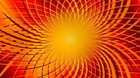 Gradient red yellow background with circular radial twisted lines. Stock Illustration