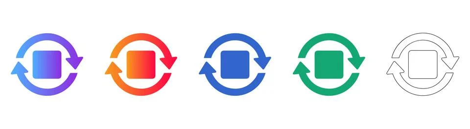 Gradient Refresh Sync Loop Icon Set Illustrazione stock