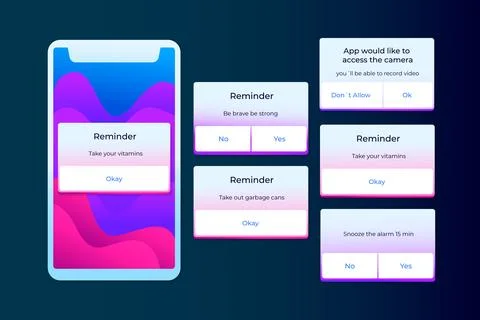Gradient reminder collection Stock Illustration