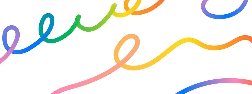 Gradient ribbon doodle vector background. Colorful swirl shapes and wavy li.. Stock Illustration