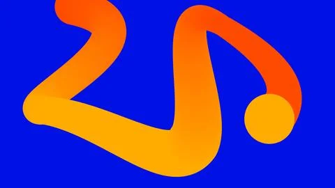 Gradient Ribbon with Round End on Blue Background Stock Illustration