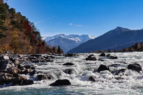Gradient in the river Rhine Stock Photos