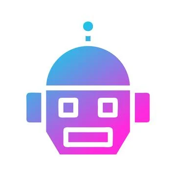 Gradient Robot Head Design for Technology Themes Stock Illustration