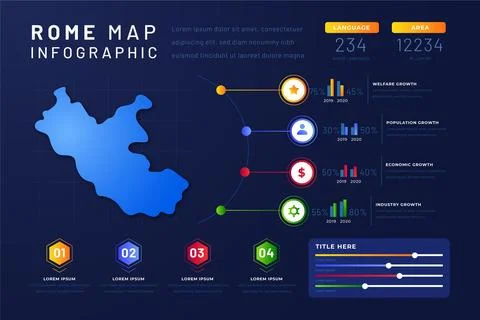 Gradient rome map infographics Stock Illustration