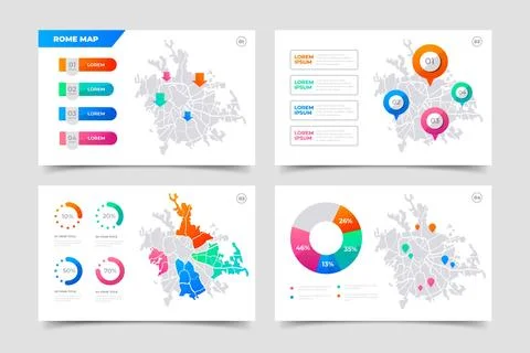 Gradient rome map infographics Stock Illustration