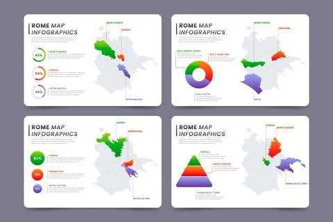 Gradient rome map infographics Stock Illustration