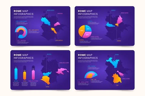 Gradient rome map infographics Stock Illustration