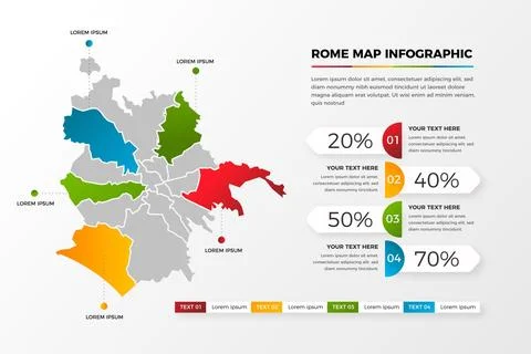 Gradient rome map infographics Stock Illustration