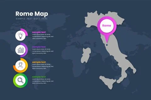Gradient rome map infographics Illustrazione stock