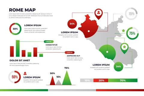 Gradient rome map infographics Stock Illustration