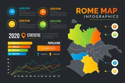 Gradient rome map infographics Stock Illustration