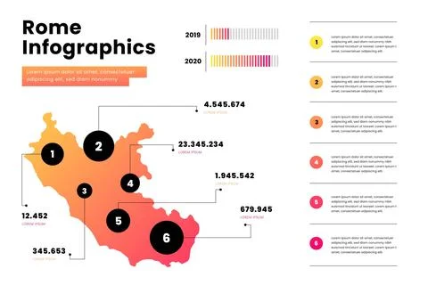 Gradient rome map infographics Stock Illustration