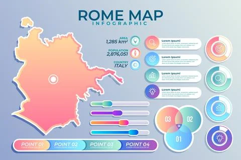 Gradient rome map infographics Stock Illustration